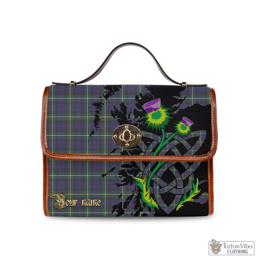 Tartan Vibes Clothing Campbell Argyll Modern Tartan Waterproof Canvas Bag with Scotland Map and Thistle Celtic Accents