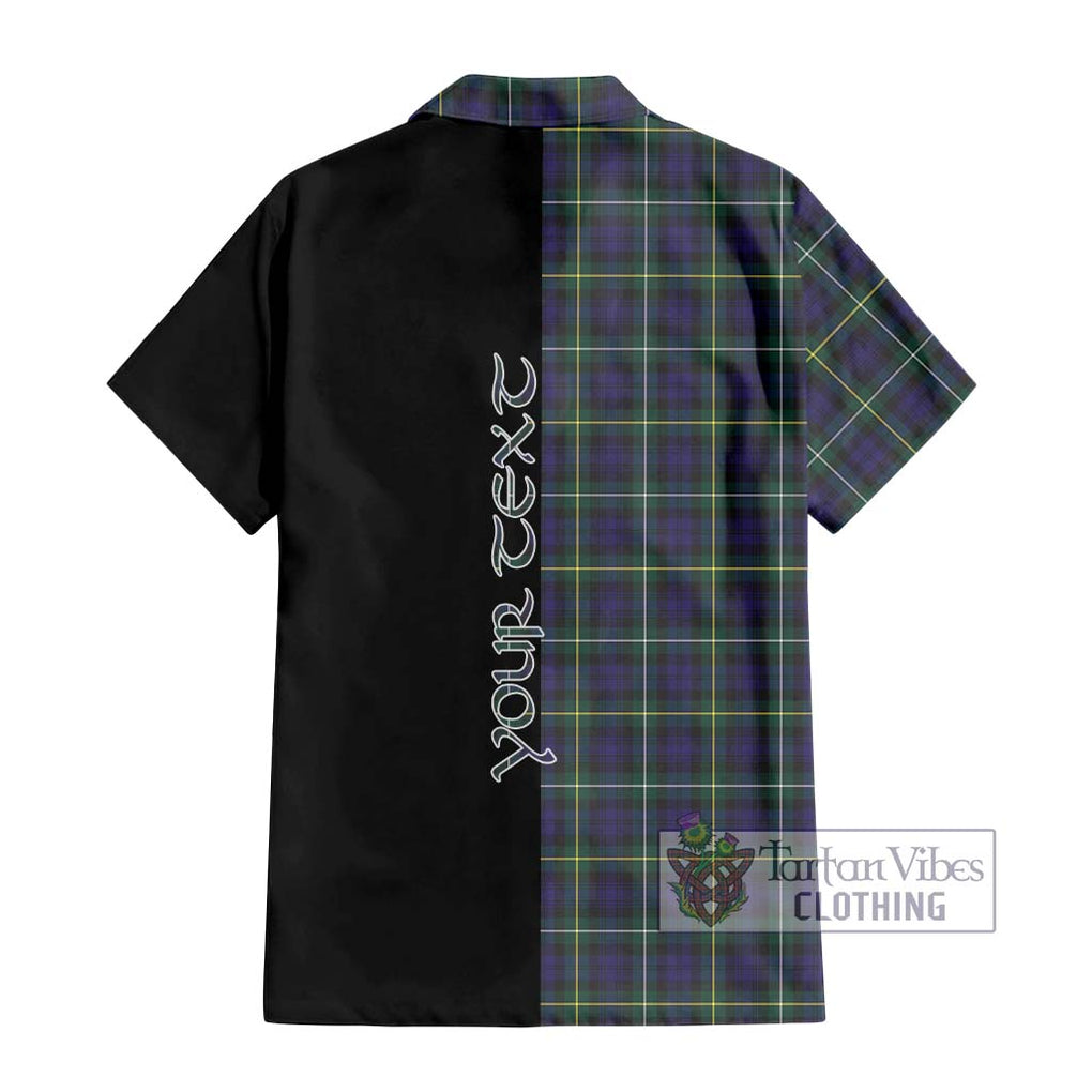 Campbell Argyll Modern Tartan Short Sleeve Button Shirt with Family Crest and Half Of Me Style - Tartanvibesclothing Shop