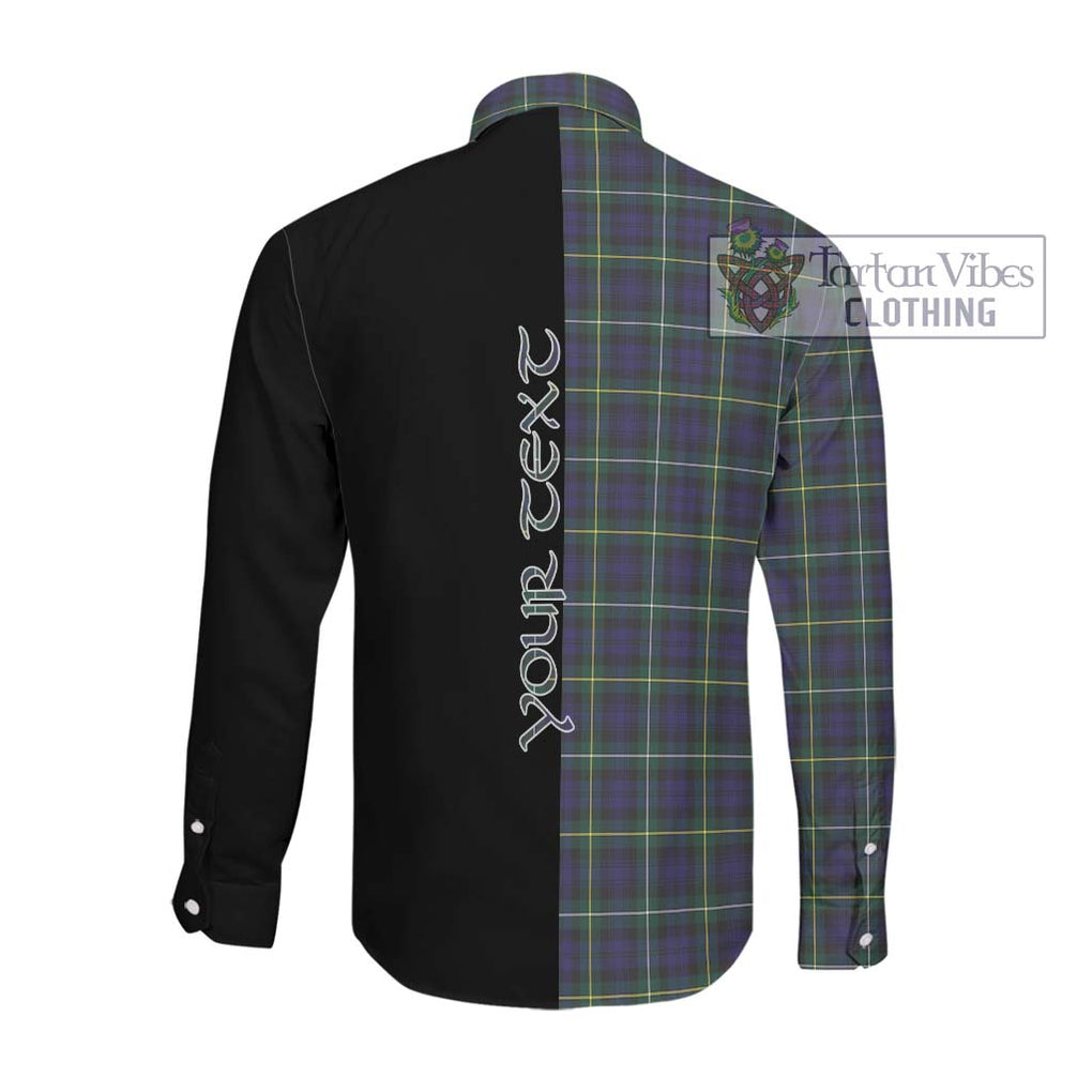 Campbell Argyll Modern Tartan Long Sleeve Button Shirt with Family Crest and Half Of Me Style Men's Shirt - Tartanvibesclothing Shop