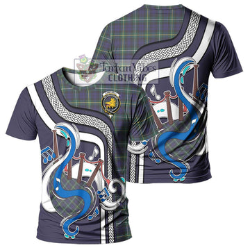 Campbell Argyll Modern Tartan T-Shirt with Epic Bagpipe Style