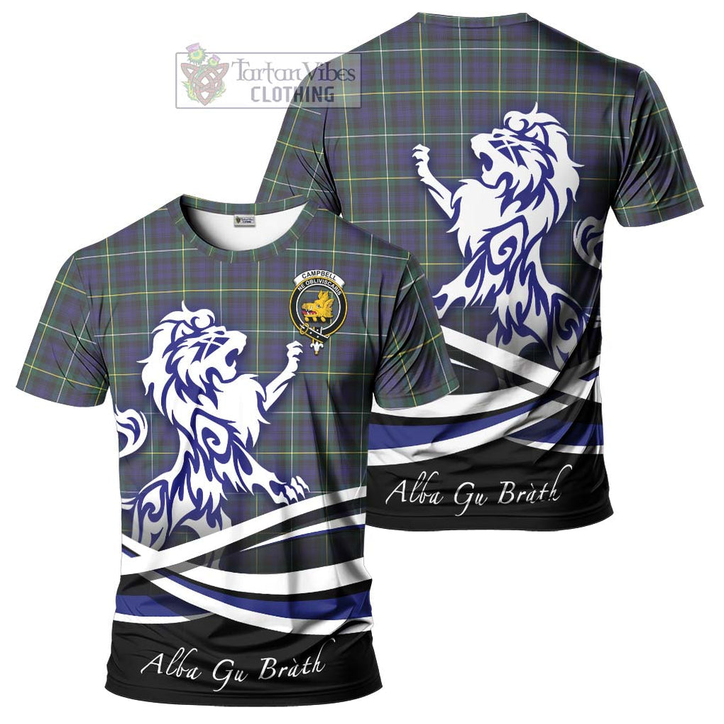 Tartan Vibes Clothing Campbell Argyll Modern Tartan Cotton T-shirt with Alba Gu Brath Regal Lion Emblem