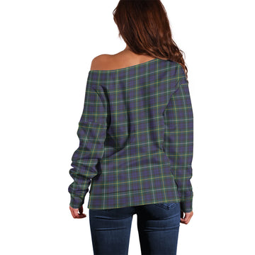 Campbell Argyll Modern Tartan Off Shoulder Women Sweater with Family Crest