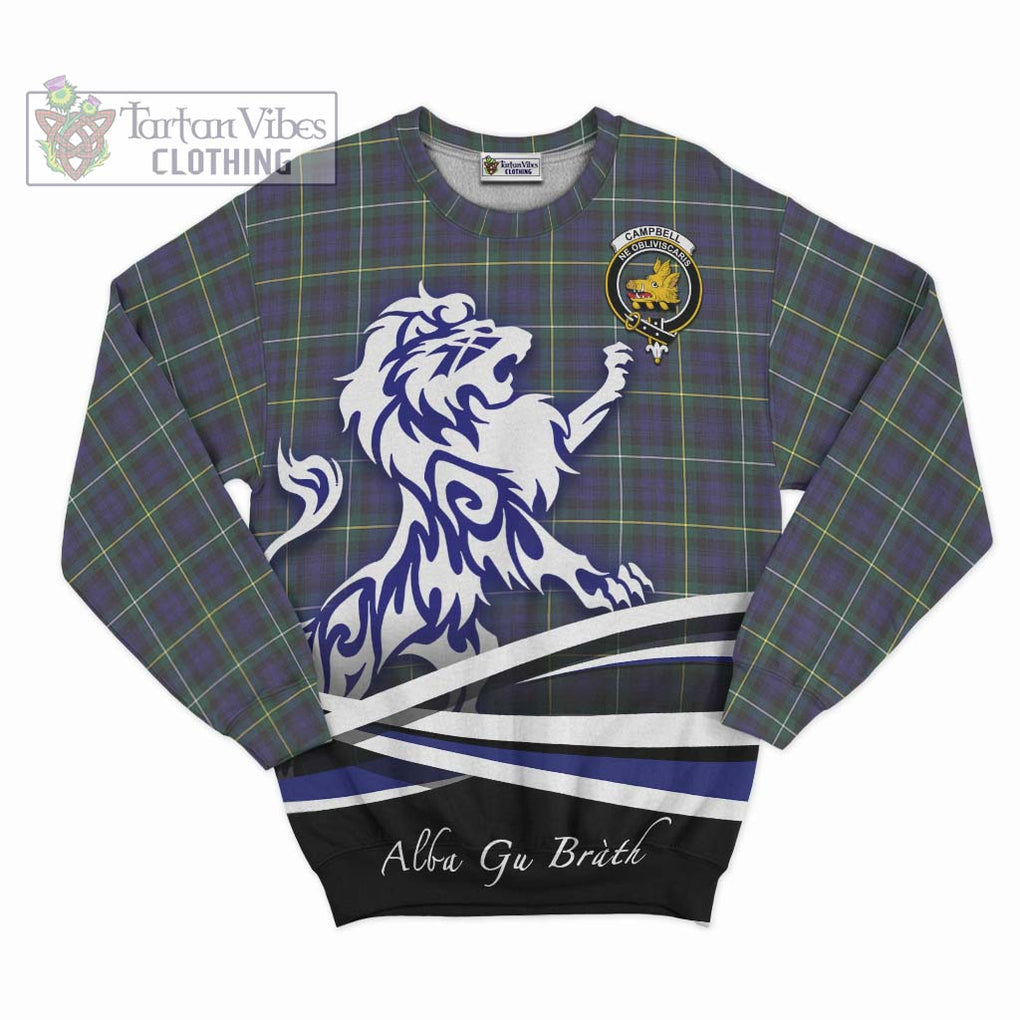 Campbell Argyll Modern Tartan Sweatshirt with Alba Gu Brath Regal Lion Emblem - Tartanvibesclothing Shop