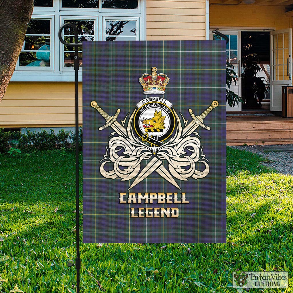 Tartan Vibes Clothing Campbell Argyll Modern Tartan Flag with Clan Crest and the Golden Sword of Courageous Legacy