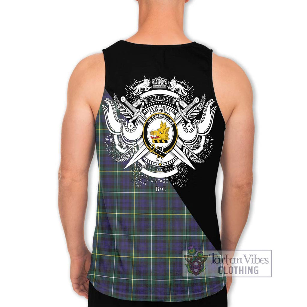 Campbell Argyll Modern Tartan Men's Tank Top with Family Crest and Military Logo Style - Tartanvibesclothing Shop