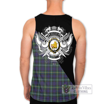 Campbell Argyll Modern Tartan Men's Tank Top with Family Crest and Military Logo Style