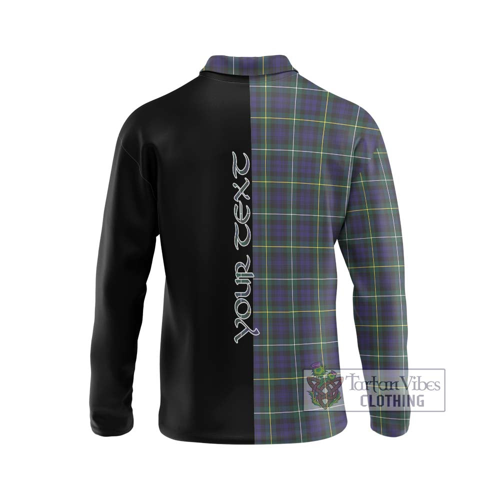 Campbell Argyll Modern Tartan Long Sleeve Polo Shirt with Family Crest and Half Of Me Style - Tartanvibesclothing Shop