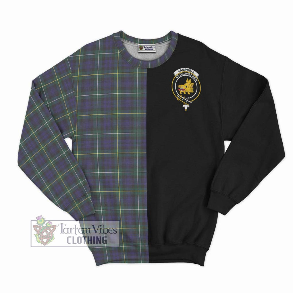 Campbell Argyll Modern Tartan Sweatshirt with Family Crest and Half Of Me Style - Tartanvibesclothing Shop