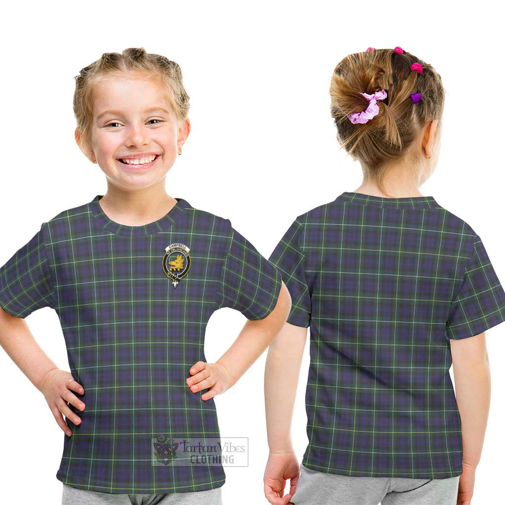 Campbell Argyll Modern Tartan Kid T-Shirt with Family Crest - Tartanvibesclothing Shop