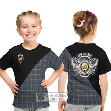 Campbell Argyll Modern Tartan Kid T-Shirt with Family Crest and Military Logo Style