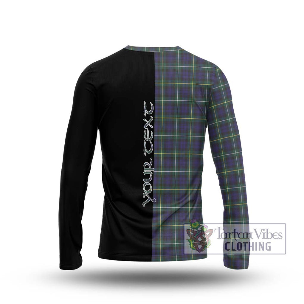 Campbell Argyll Modern Tartan Long Sleeve T-Shirt with Family Crest and Half Of Me Style - Tartanvibesclothing Shop