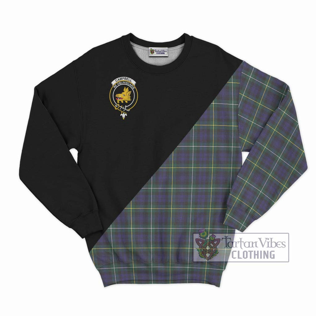 Campbell Argyll Modern Tartan Sweatshirt with Family Crest and Military Logo Style - Tartanvibesclothing Shop