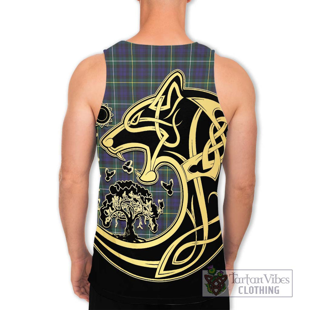 Campbell Argyll Modern Tartan Men's Tank Top with Family Crest Celtic Wolf Style - Tartan Vibes Clothing