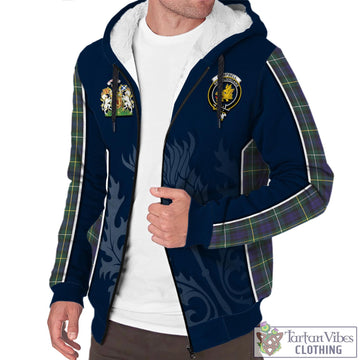 Campbell Argyll Modern Tartan Sherpa Hoodie with Family Crest and Scottish Thistle Vibes Sport Style