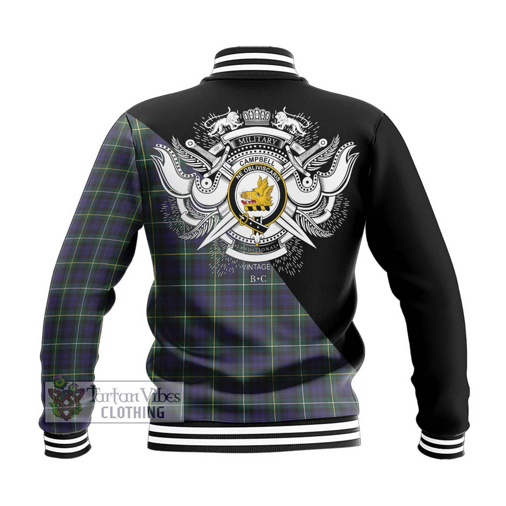 Campbell Argyll Modern Tartan Baseball Jacket with Family Crest and Military Logo Style - Tartanvibesclothing Shop