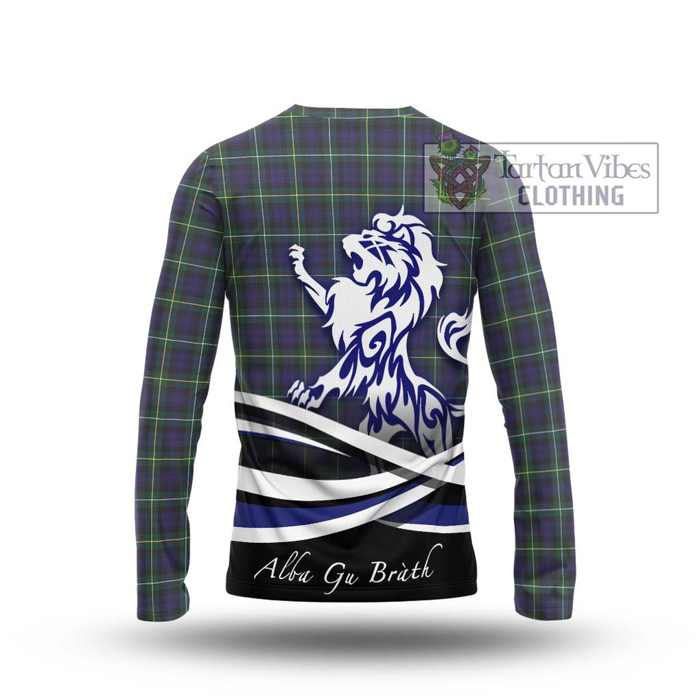 Campbell Argyll Modern Tartan Long Sleeve T-Shirt with Alba Gu Brath Regal Lion Emblem - Tartanvibesclothing Shop