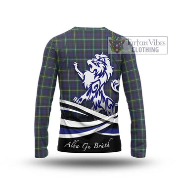 Campbell Argyll Modern Tartan Long Sleeve T-Shirt with Alba Gu Brath Regal Lion Emblem