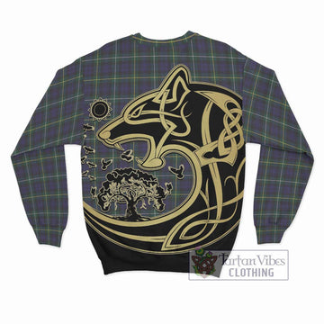 Campbell Argyll Modern Tartan Sweatshirt with Family Crest Celtic Wolf Style