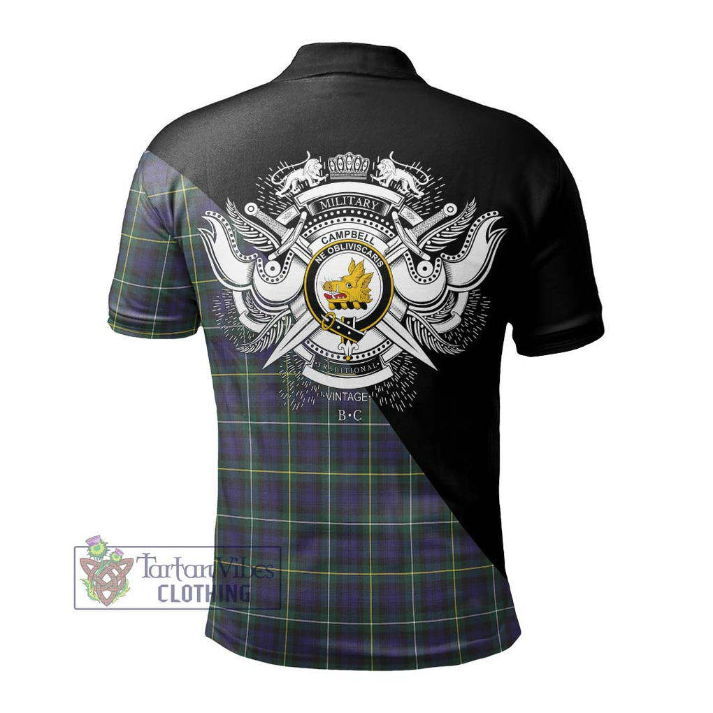 Campbell Argyll Modern Tartan Polo Shirt with Family Crest and Military Logo Style - Tartanvibesclothing Shop