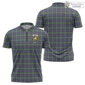 Campbell Argyll Modern Tartan Zipper Polo Shirt with Family Crest