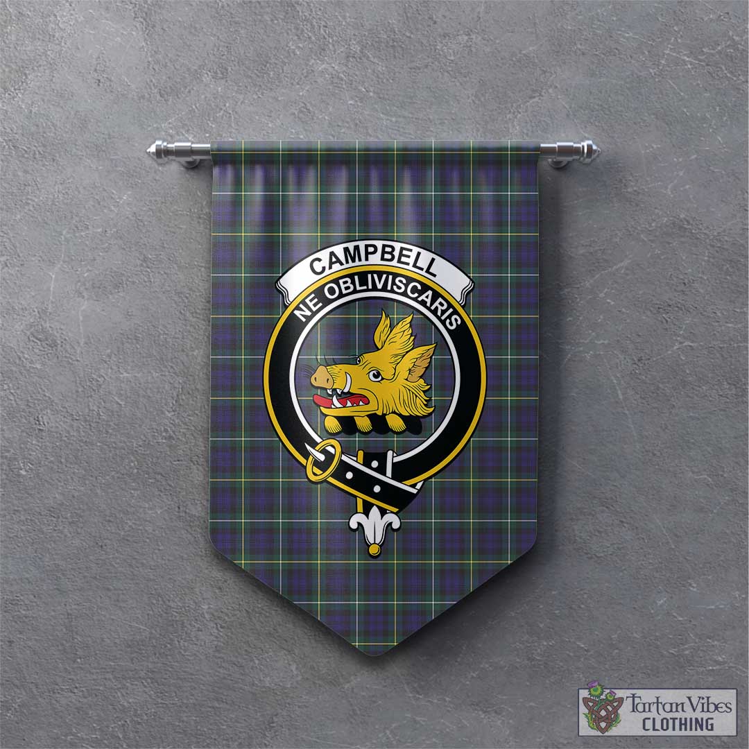 Tartan Vibes Clothing Campbell Argyll Modern Tartan Gonfalon, Tartan Banner with Family Crest