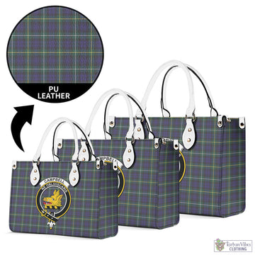 Campbell Argyll Modern Tartan Luxury Leather Handbags with Family Crest