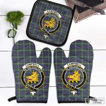 Campbell Argyll Modern Tartan Combo Oven Mitt & Pot-Holder with Family Crest