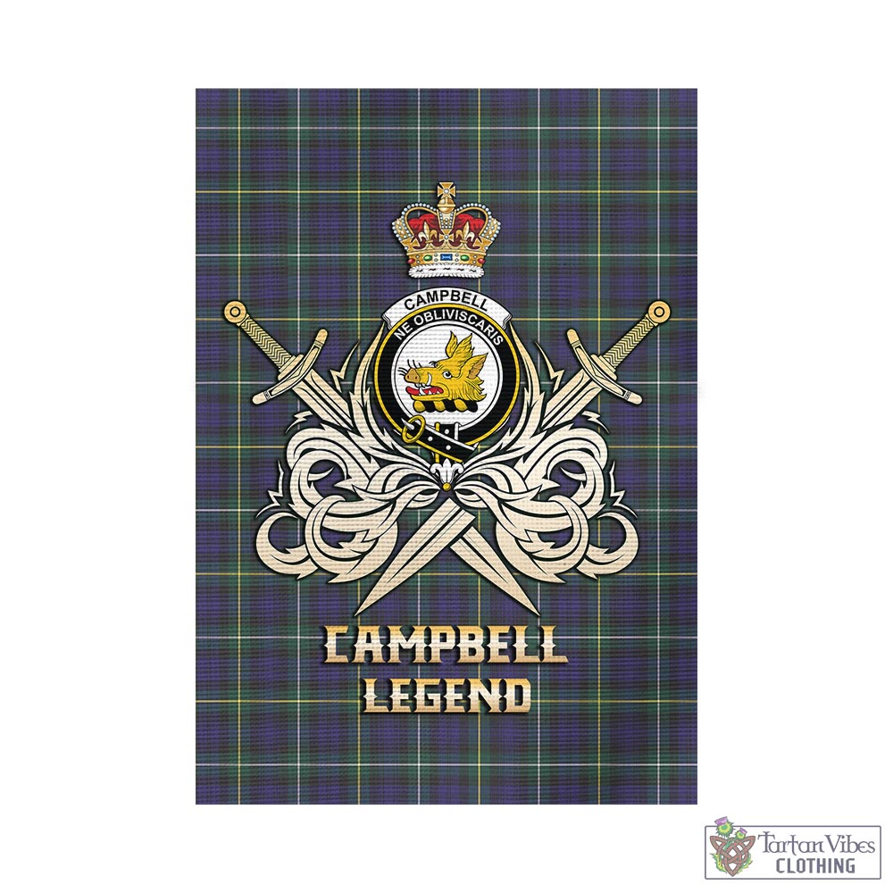 Tartan Vibes Clothing Campbell Argyll Modern Tartan Flag with Clan Crest and the Golden Sword of Courageous Legacy