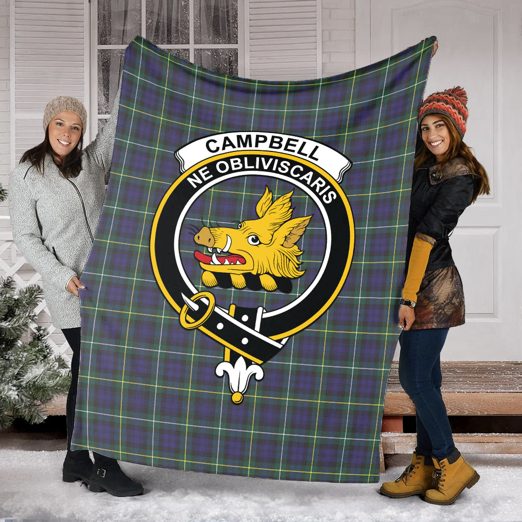 Campbell Argyll Modern Tartan Blanket with Family Crest - Tartan Vibes Clothing