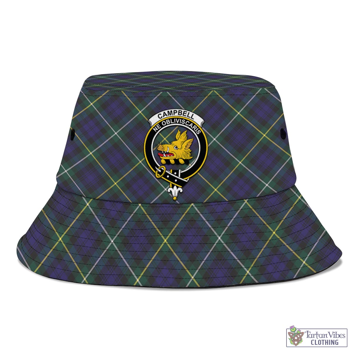 Tartan Vibes Clothing Campbell Argyll Modern Tartan Bucket Hat with Family Crest