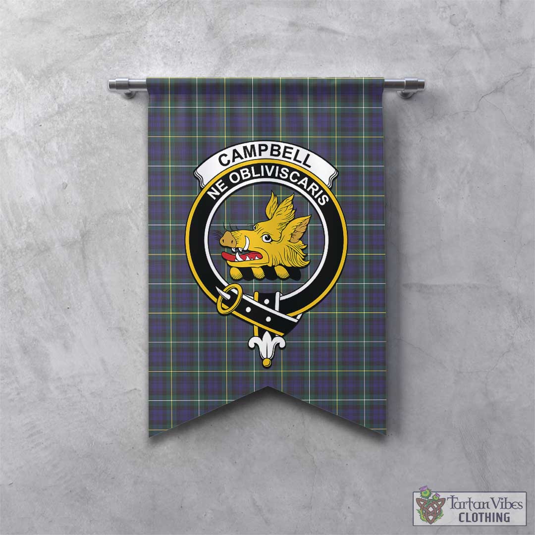 Tartan Vibes Clothing Campbell Argyll Modern Tartan Gonfalon, Tartan Banner with Family Crest