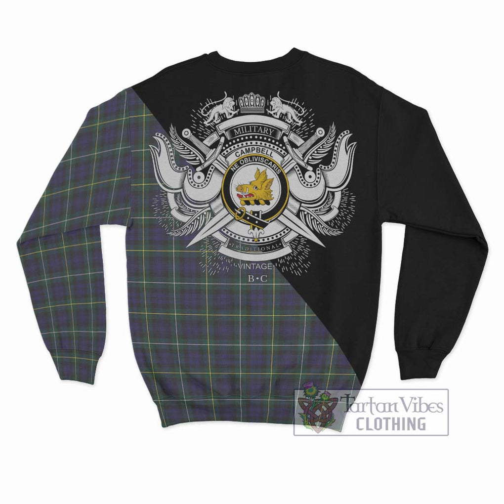 Campbell Argyll Modern Tartan Sweatshirt with Family Crest and Military Logo Style - Tartanvibesclothing Shop