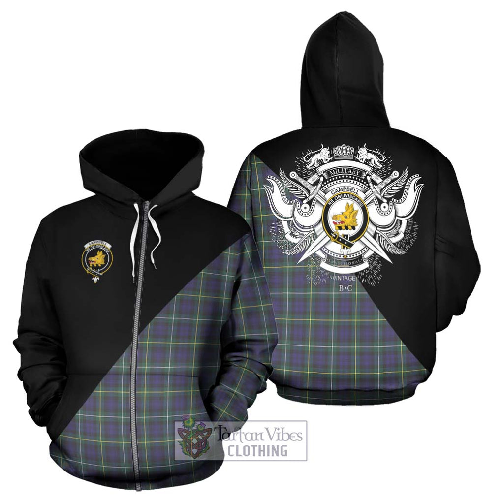 Campbell Argyll Modern Tartan Hoodie with Family Crest and Military Logo Style - Tartanvibesclothing Shop