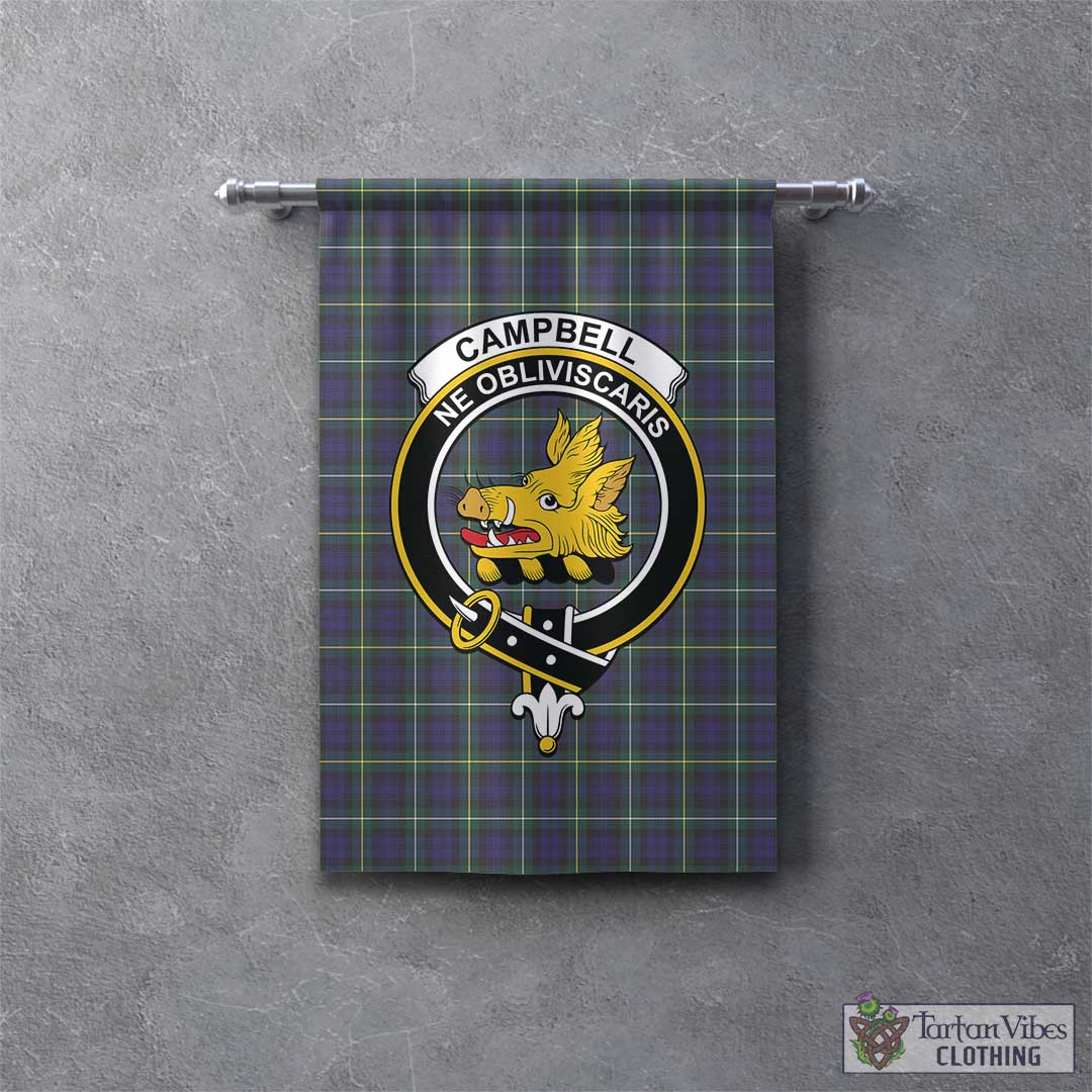 Tartan Vibes Clothing Campbell Argyll Modern Tartan Gonfalon, Tartan Banner with Family Crest