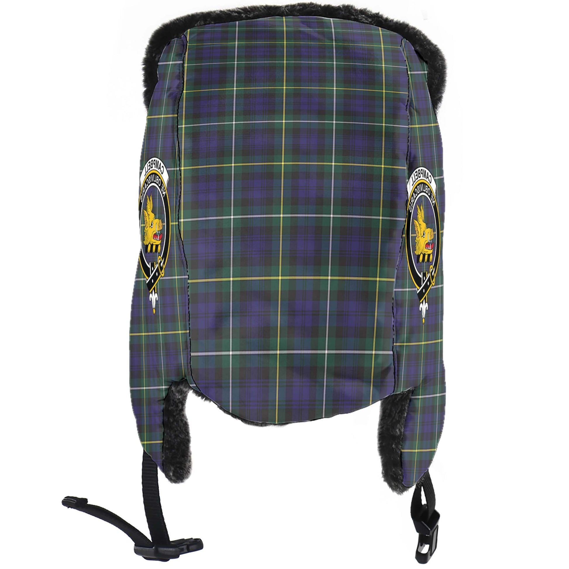 Campbell Argyll Modern Tartan Winter Trapper Hat with Family Crest - Tartanvibesclothing