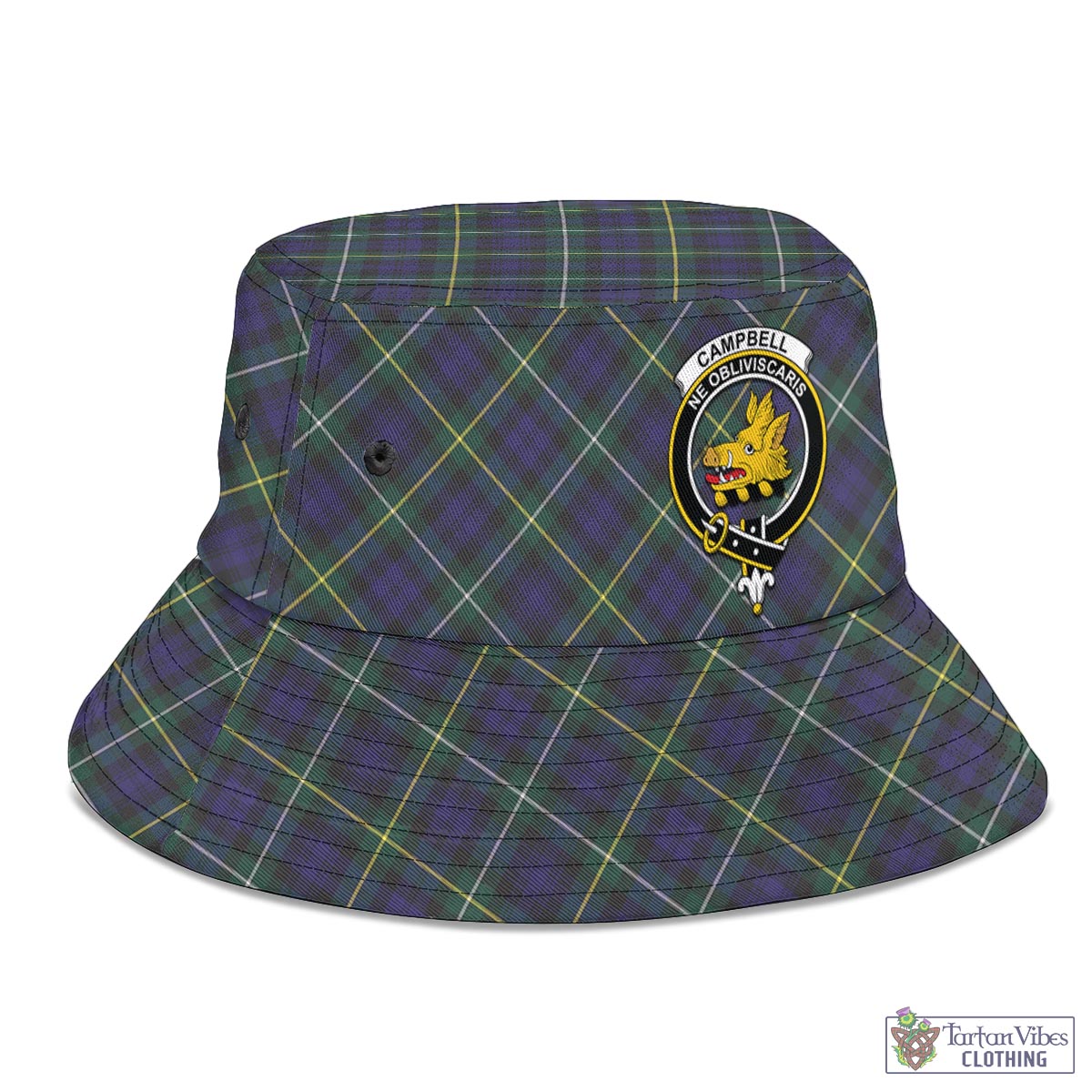 Tartan Vibes Clothing Campbell Argyll Modern Tartan Bucket Hat with Family Crest