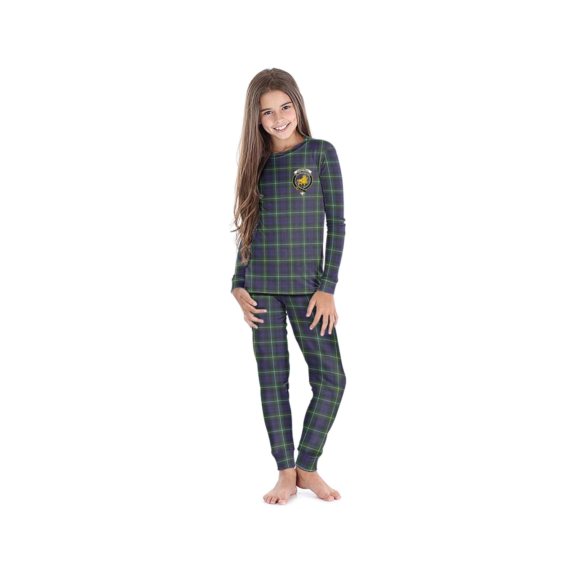 Campbell Argyll Modern Tartan Pajamas Family Set with Family Crest - Tartan Vibes Clothing