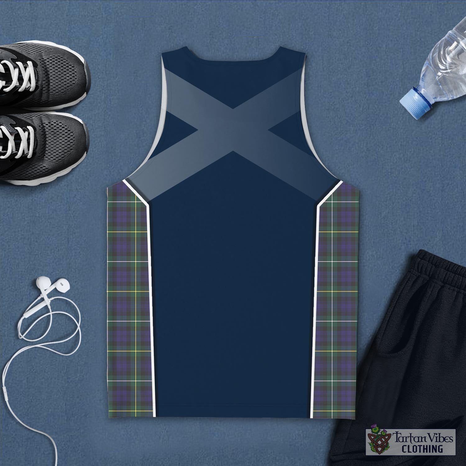 Tartan Vibes Clothing Campbell Argyll Modern Tartan Men's Tanks Top with Family Crest and Scottish Thistle Vibes Sport Style