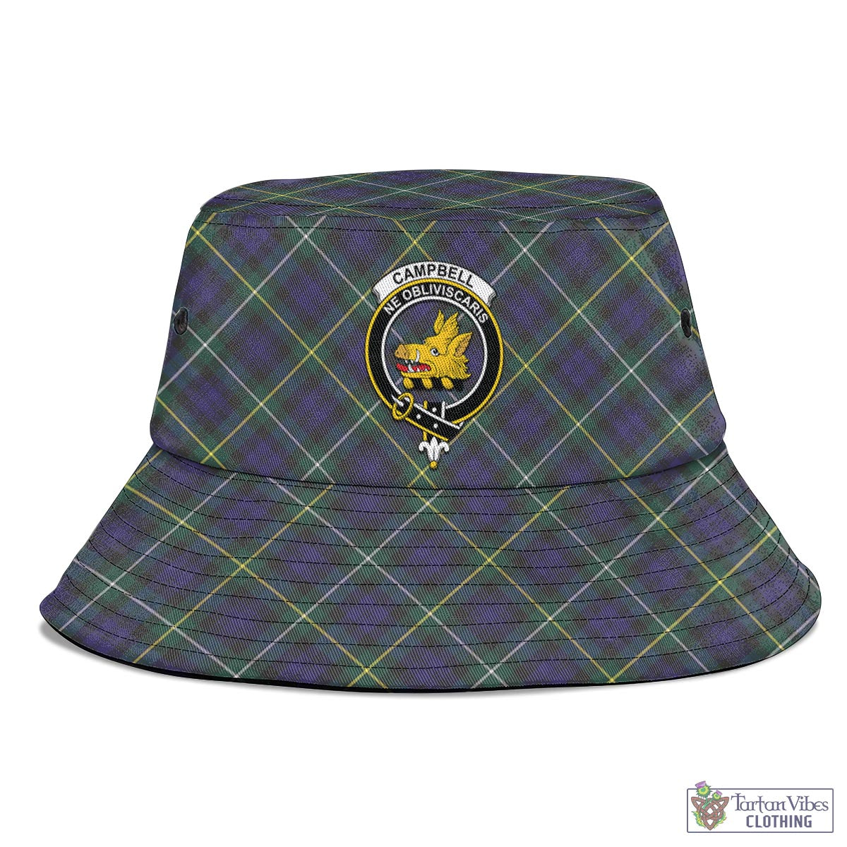 Tartan Vibes Clothing Campbell Argyll Modern Tartan Bucket Hat with Family Crest