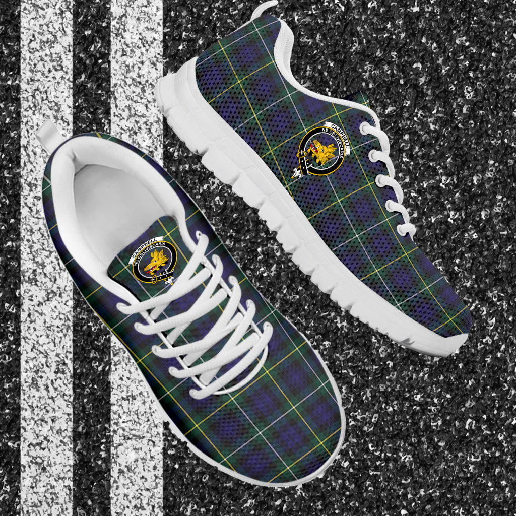 Campbell Argyll Modern Tartan Sneakers with Family Crest - Tartan Vibes Clothing