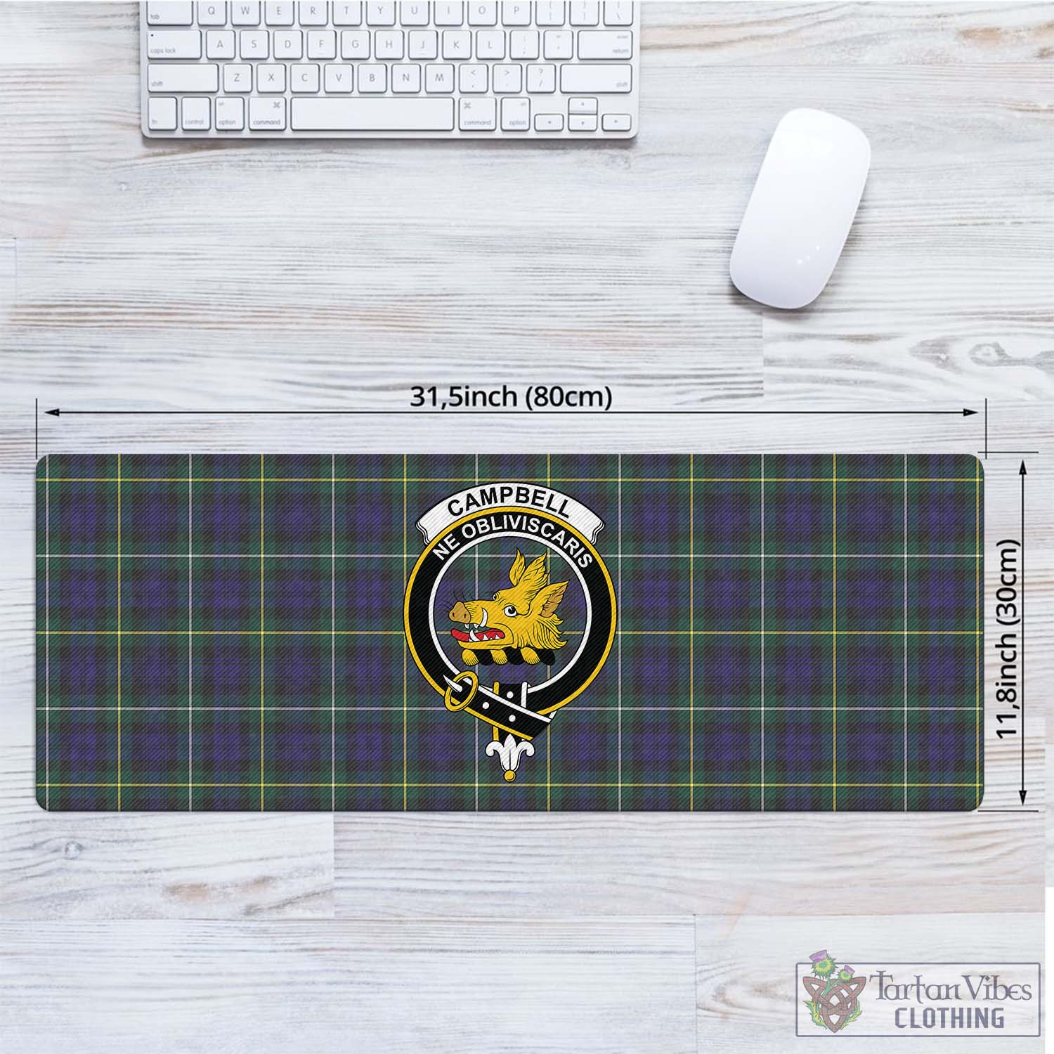 Tartan Vibes Clothing Campbell Argyll Modern Tartan Mouse Pad with Family Crest