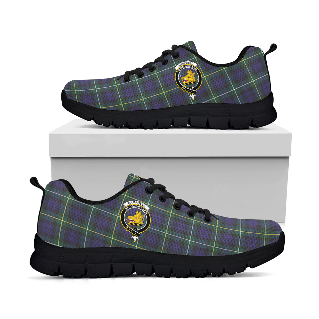 Campbell Argyll Modern Tartan Sneakers with Family Crest - Tartan Vibes Clothing