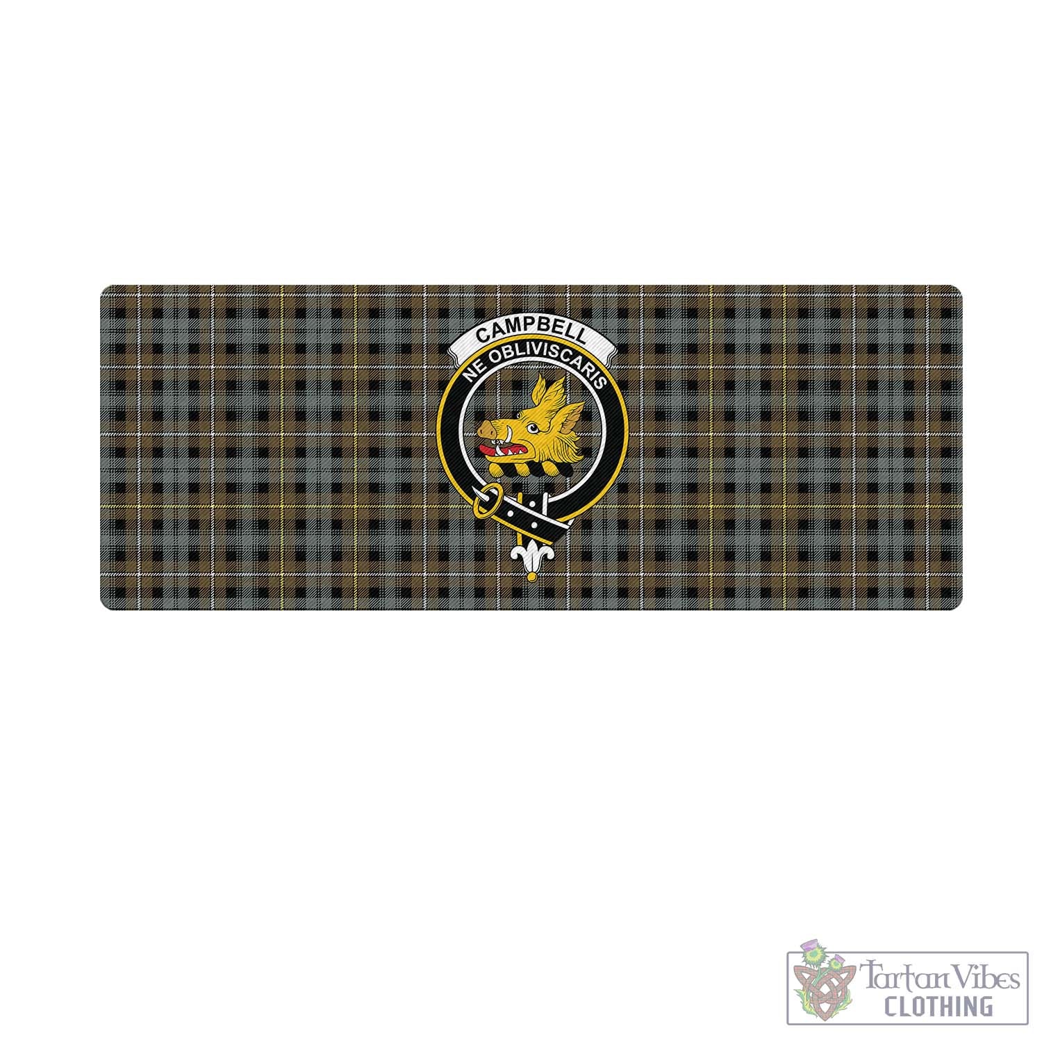 Tartan Vibes Clothing Campbell Argyll Weathered Tartan Mouse Pad with Family Crest