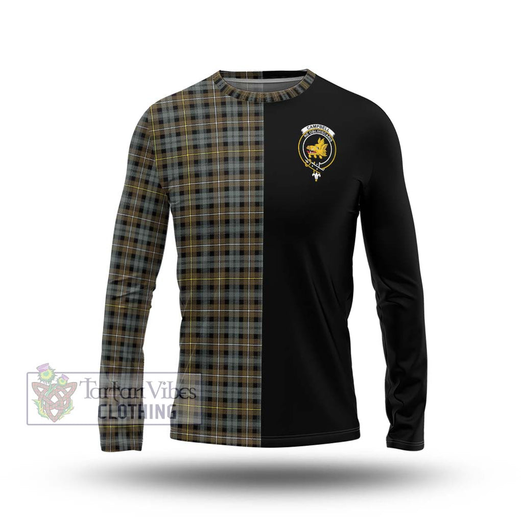 Campbell Argyll Weathered Tartan Long Sleeve T-Shirt with Family Crest and Half Of Me Style Unisex - Tartanvibesclothing Shop