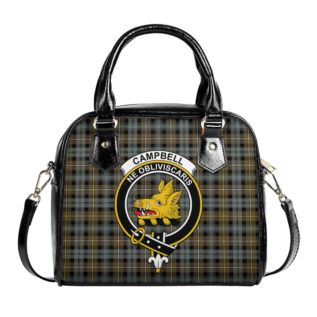 Campbell Argyll Weathered Tartan Shoulder Handbags with Family Crest One Size 6*25*22 cm - Tartanvibesclothing