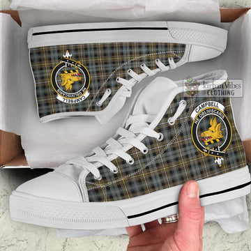 Campbell Argyll Weathered Tartan High Top Shoes with Family Crest