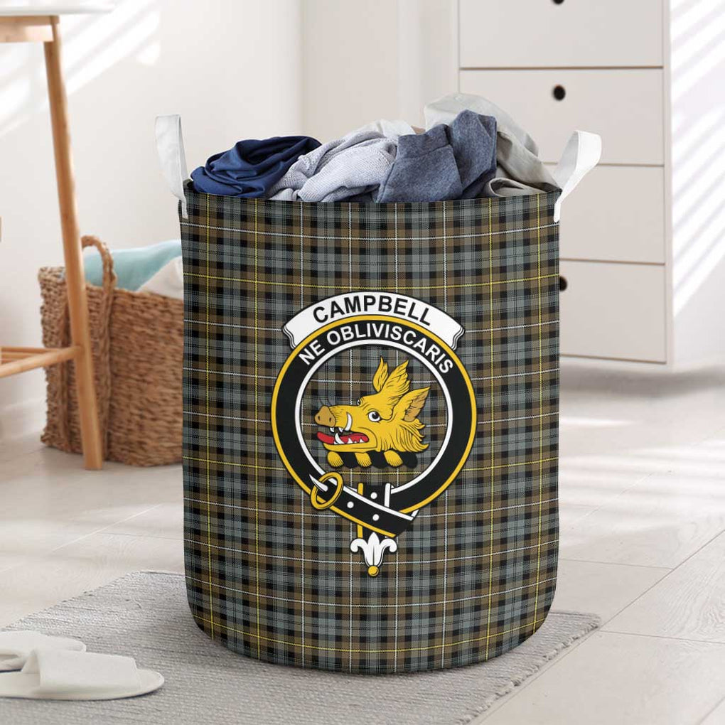 Campbell Argyll Weathered Tartan Laundry Basket with Family Crest One Size - Tartanvibesclothing Shop