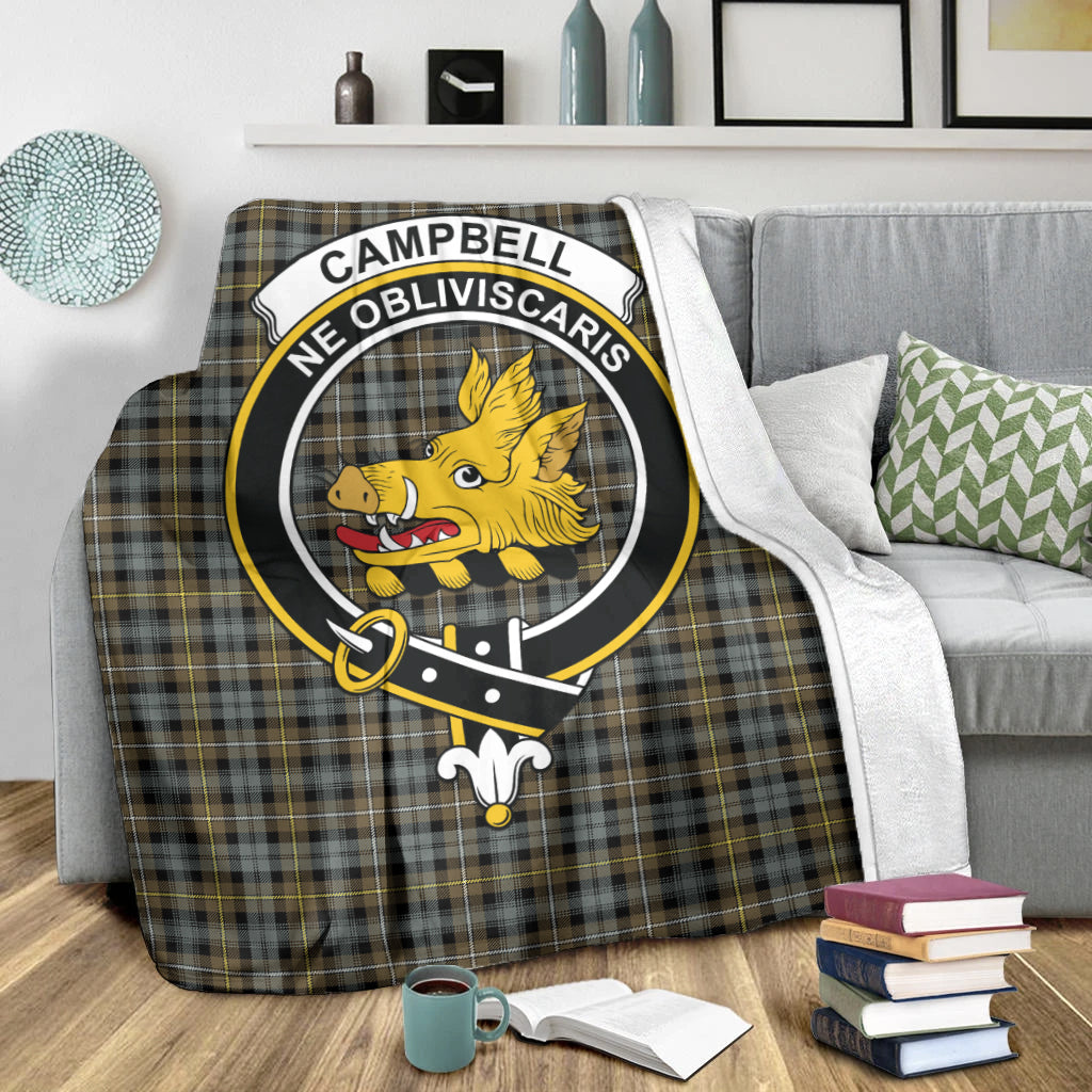 Campbell Argyll Weathered Tartan Blanket with Family Crest X-Large 59 x 79 inches 150 x 200 cm - Tartan Vibes Clothing