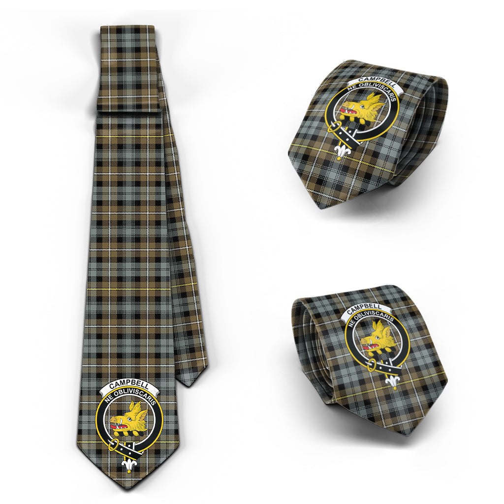 Campbell Argyll Weathered Tartan Classic Necktie with Family Crest Necktie One Size - Tartan Vibes Clothing