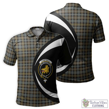 Campbell Argyll Weathered Tartan Men's Polo Shirt with Family Crest Circle Style